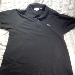 Lacoste Mens Classic Fit Black Cotton Pique Polo Shirt FA12505 Size US XL FR 6